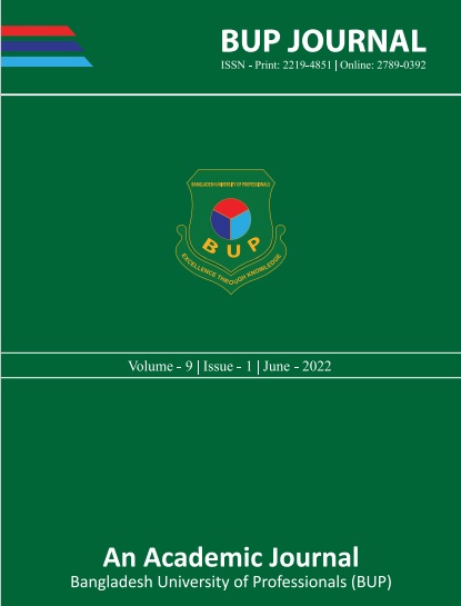 BUP JOURNAL, Volume - 9, Issue - 1, June - 2022